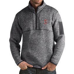 Antigua Men's Stanford Cardinal Grey Fortune Pullover Jacket