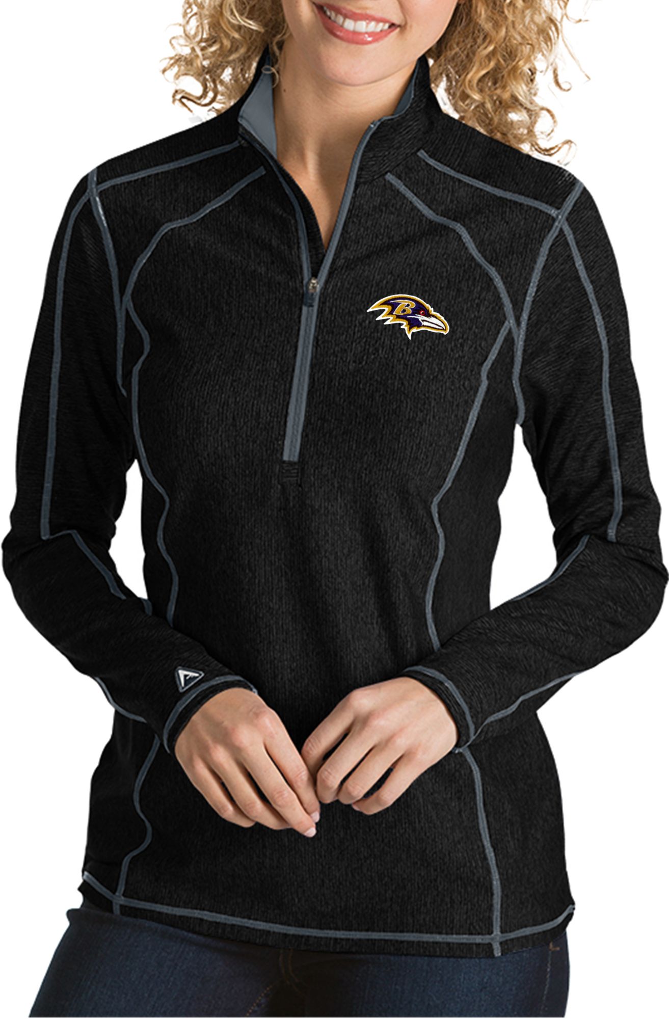 Antigua Men's Baltimore Ravens Pique Xtra-Lite Performance Grey Polo