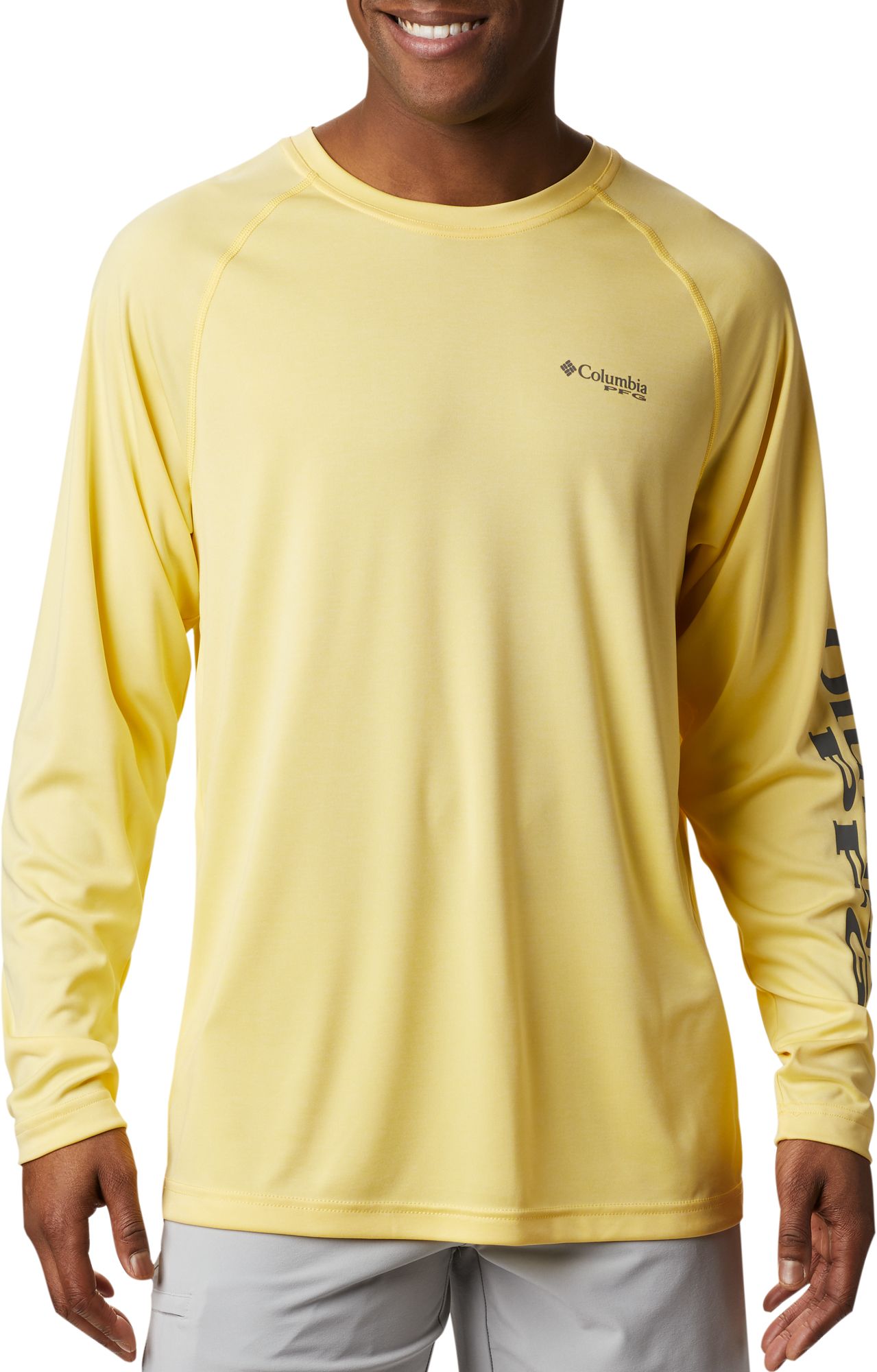 Columbia Men's PFG Terminal Tackle Heather Long Sleeve Shirt - Yellow