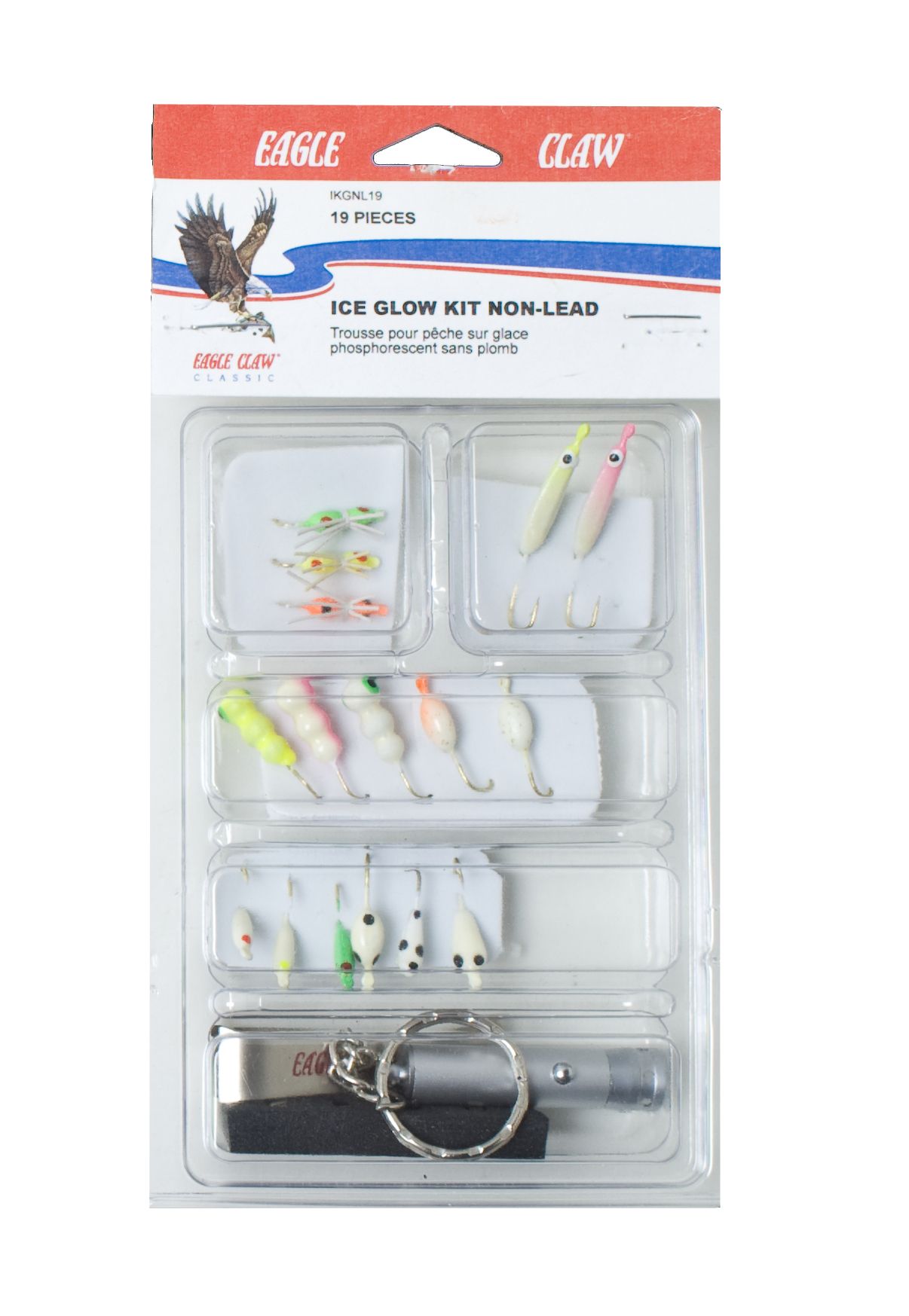 Eagle Claw 19 Piece Glow Ice Fishing Kit