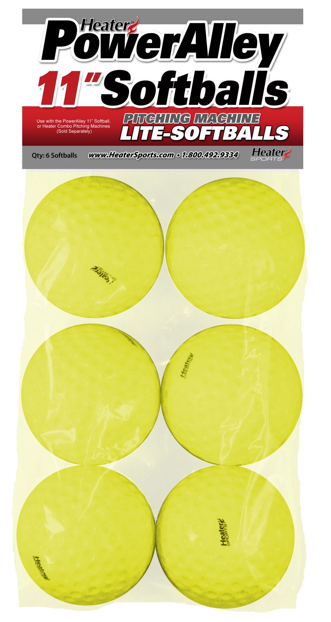Heater 11'' Power Alley Lite Pitching Machine Softballs – 6 Pack