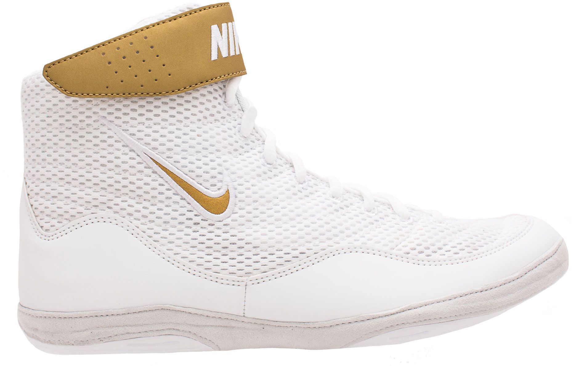 nike freek wrestling shoes white and gold