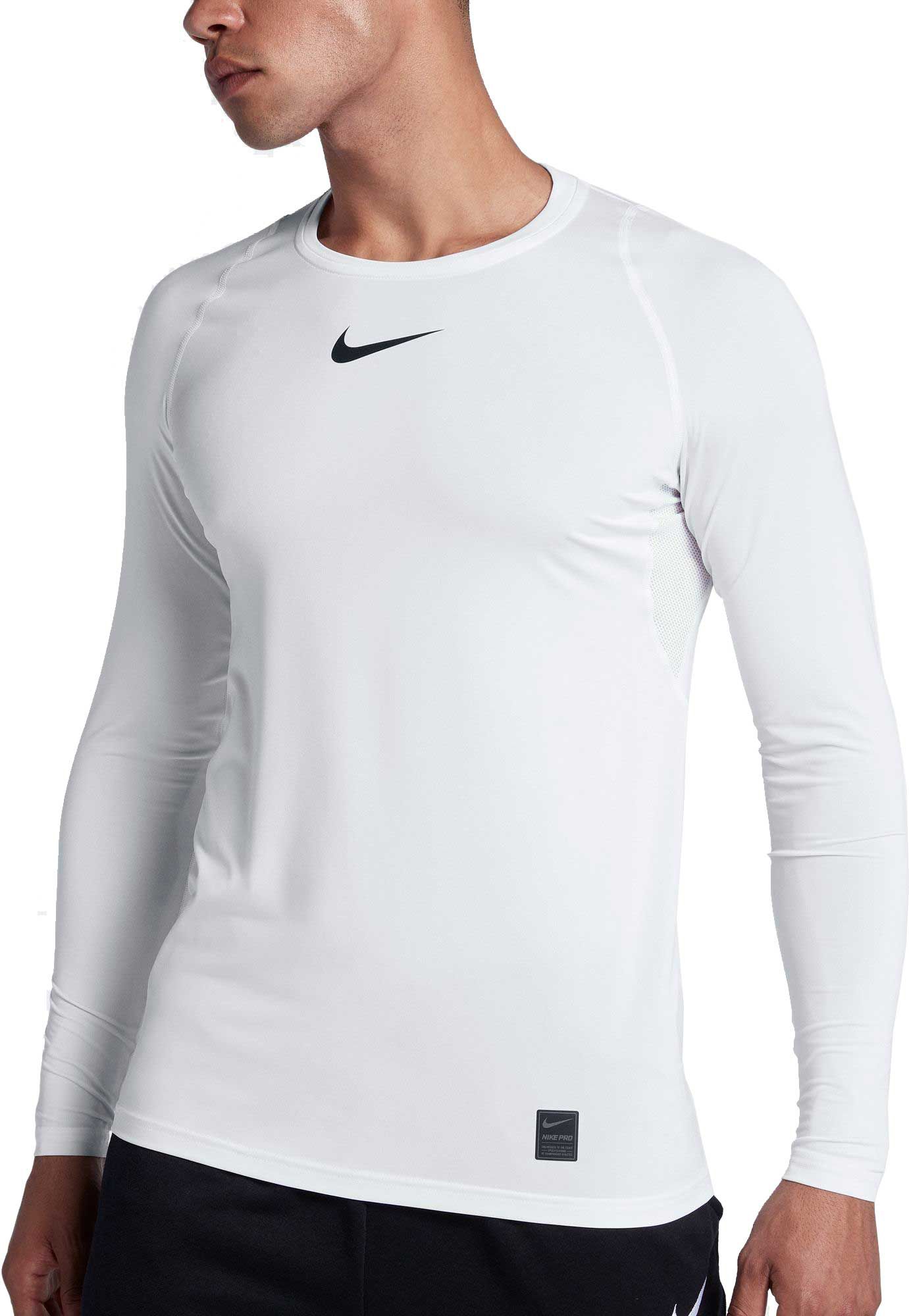 white nike long sleeve compression shirt