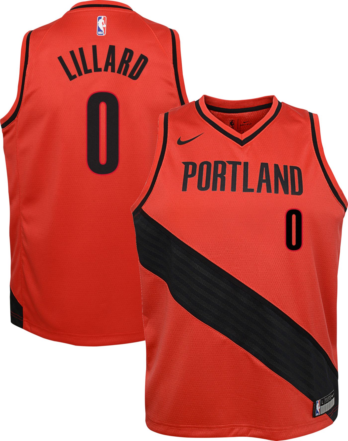 Nike Youth Portland Trail Blazers Damian Lillard #0 Red ...