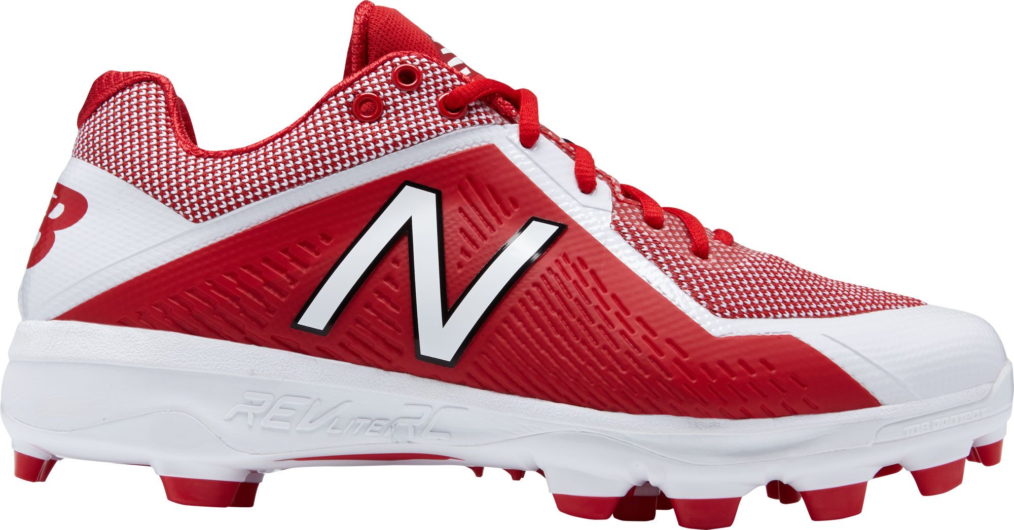 red and white new balance baseball cleats