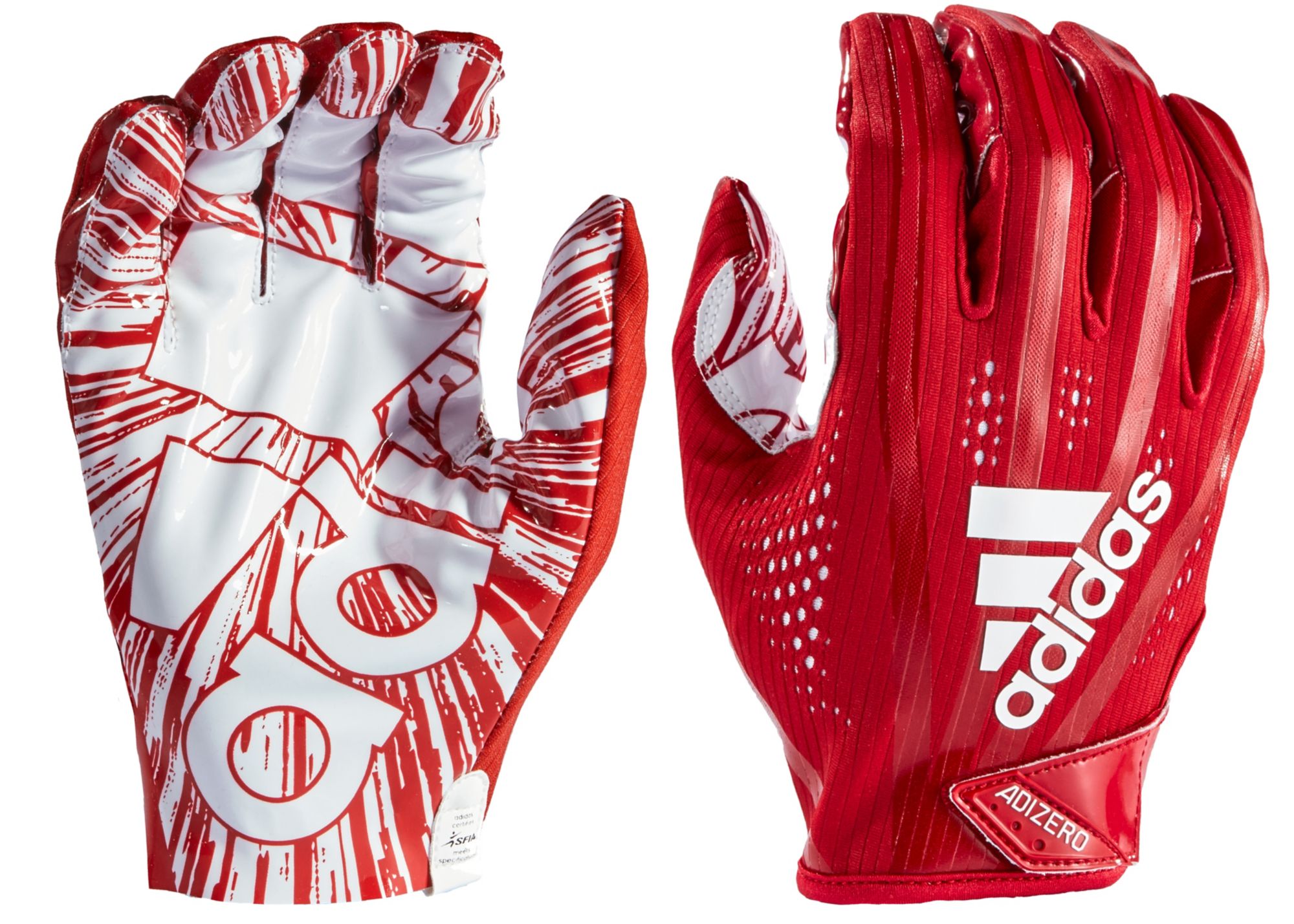 all red adidas football gloves