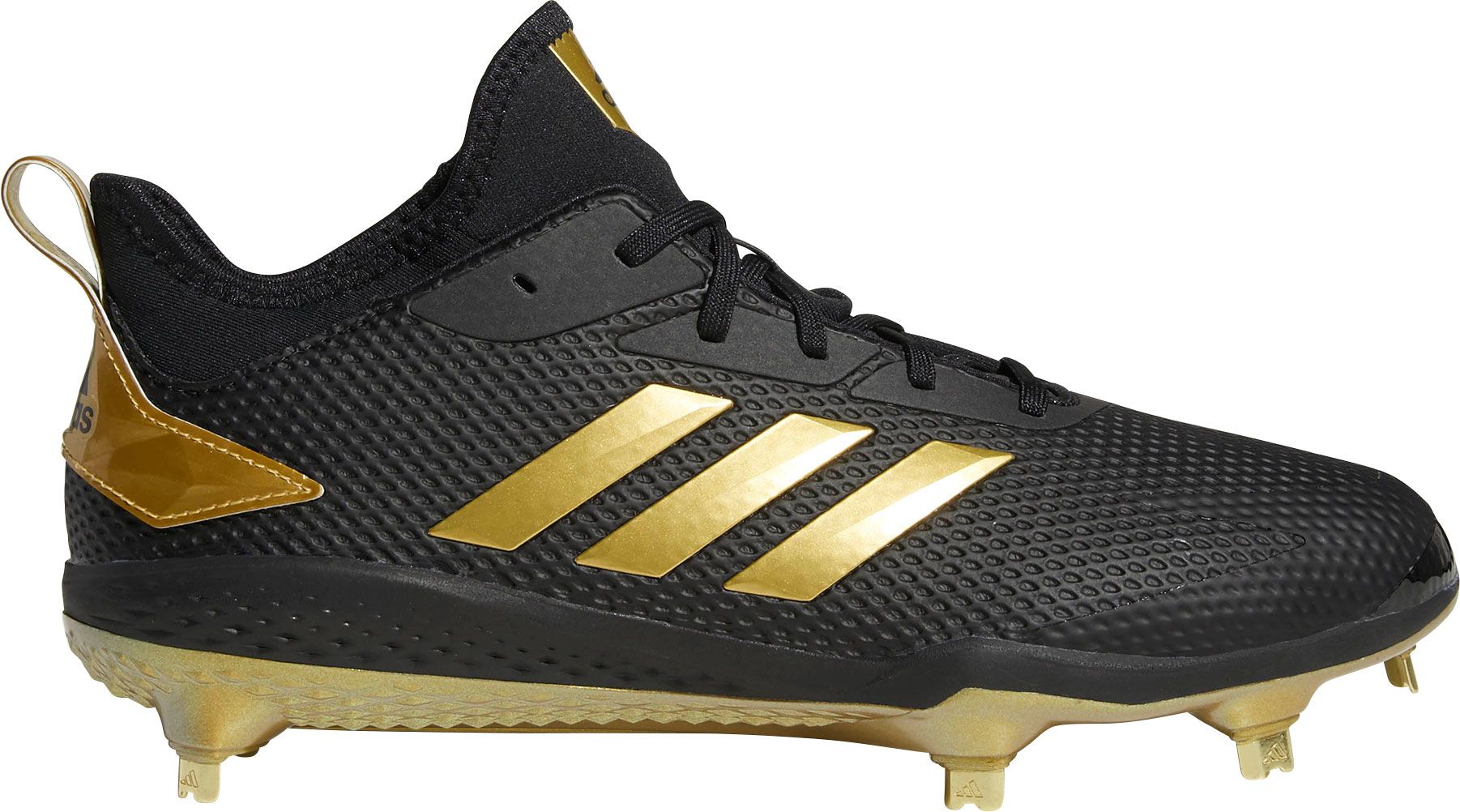 gold and black baseball cleats