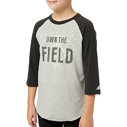 adidas Boys' Triple Stripe ¾ Sleeve Graphic Baseball Shirt