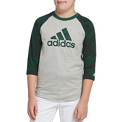 adidas Boys' Triple Stripe Printed ¾ Sleeve Baseball Graphic Shirt