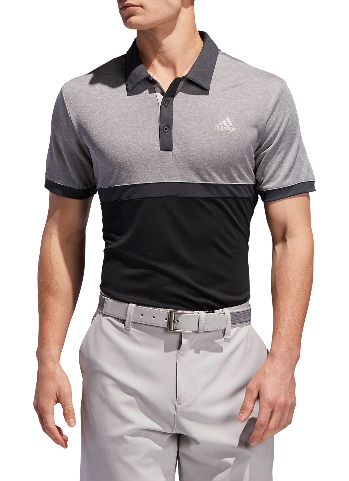 adidas men's heather color block golf polo