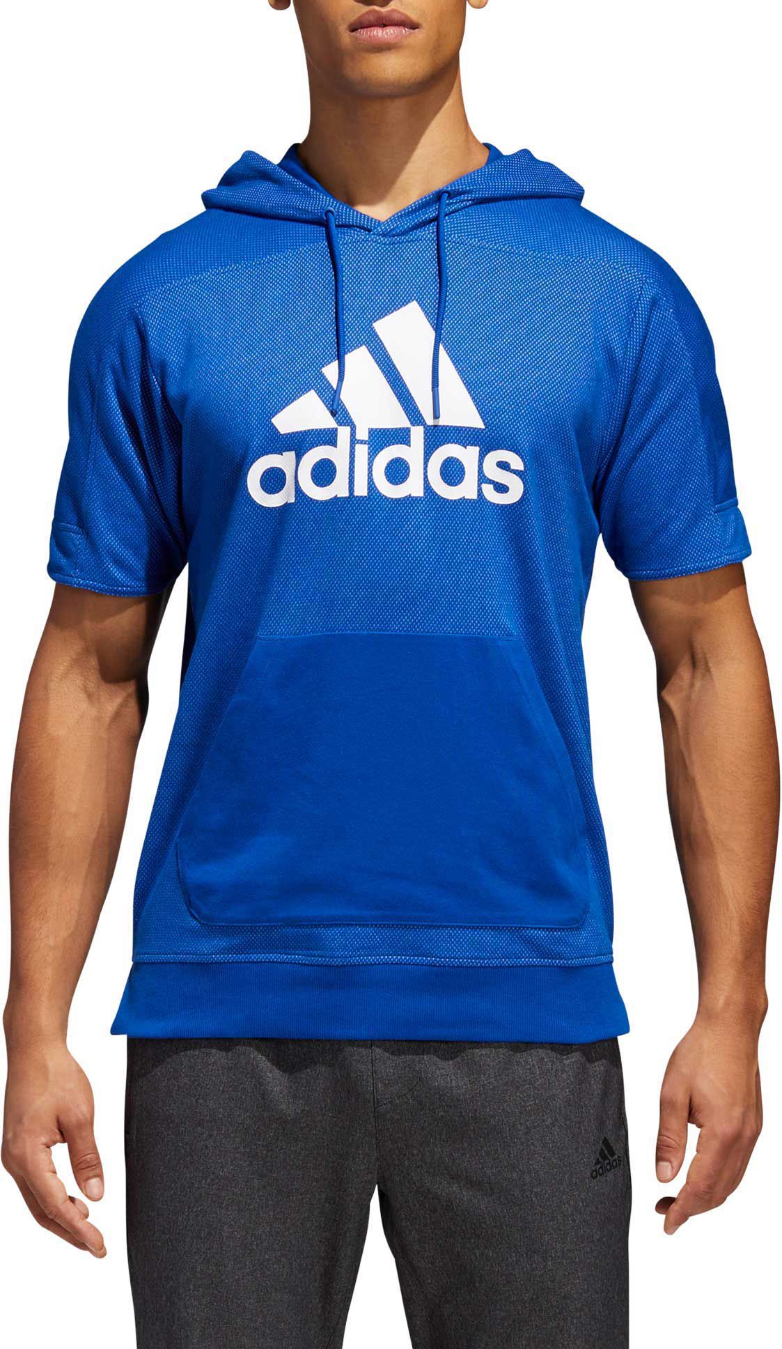 adidas Men's Sport ID Short Sleeve Hooded Pullover