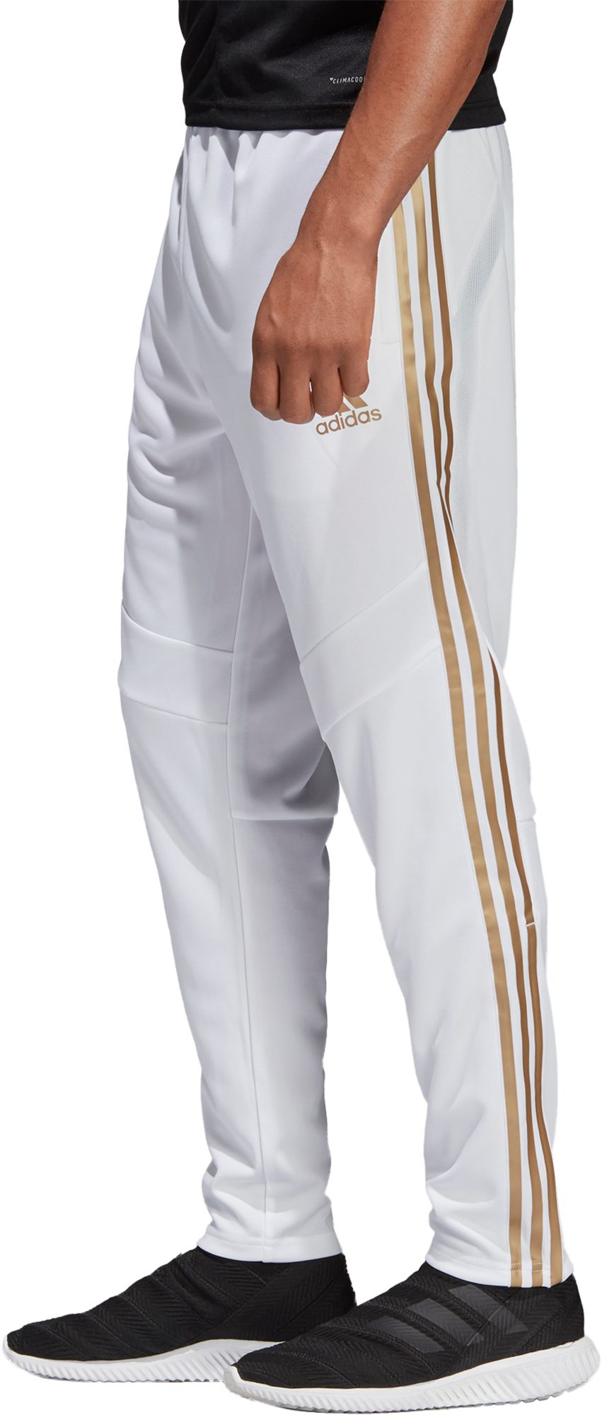 adidas pants with gold stripes