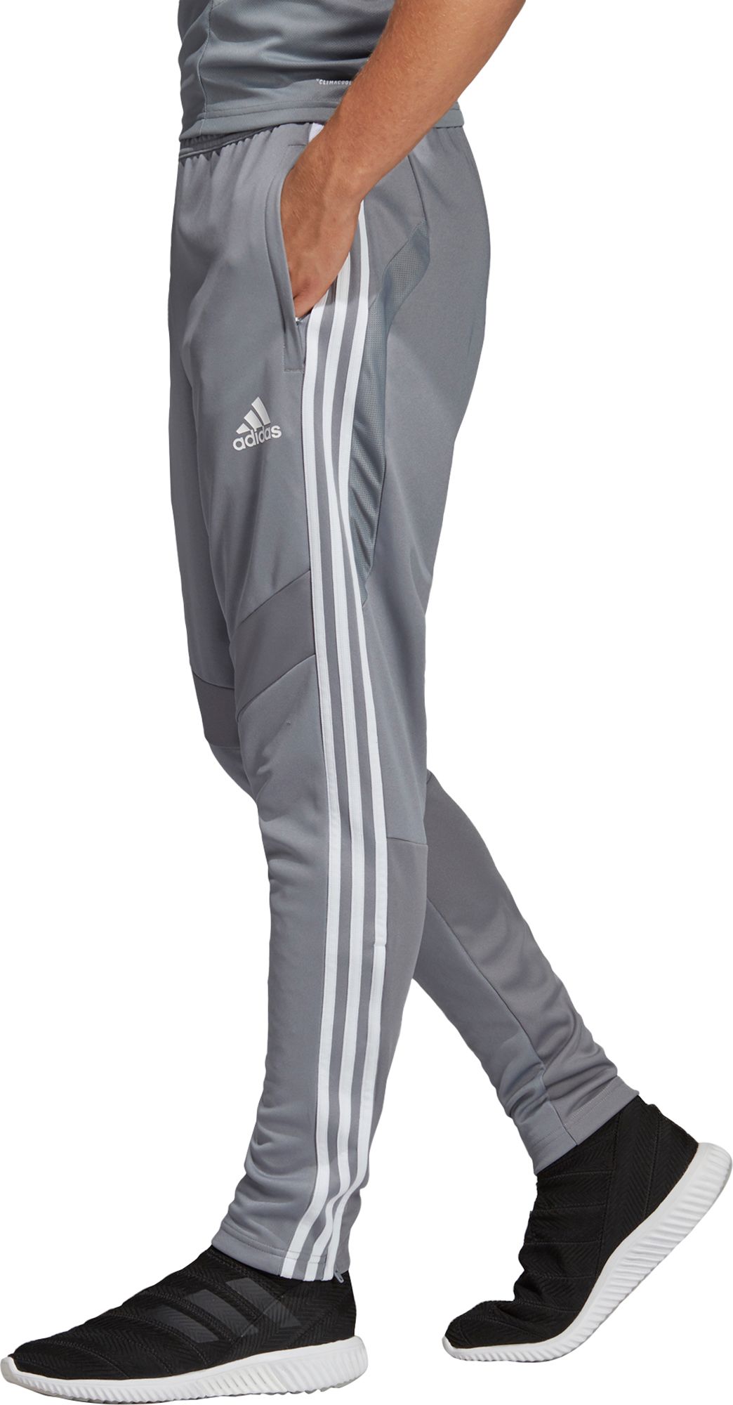 grey and white adidas sweatpants