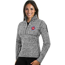 Antigua Women's Detroit Pistons Fortune Grey Half-Zip Pullover