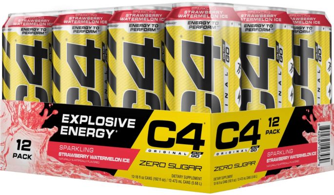 Cellucor C4 On The Go Pre Workout Drink Sparkling Strawberry 12 Pack
