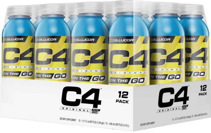 Cellucor C4 On The Go Pre Workout Drink Icy Blue Razz 12 Pack