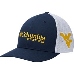 Columbia Men's West Virginia Mountaineers Blue/White PFG Mesh Fitted Hat