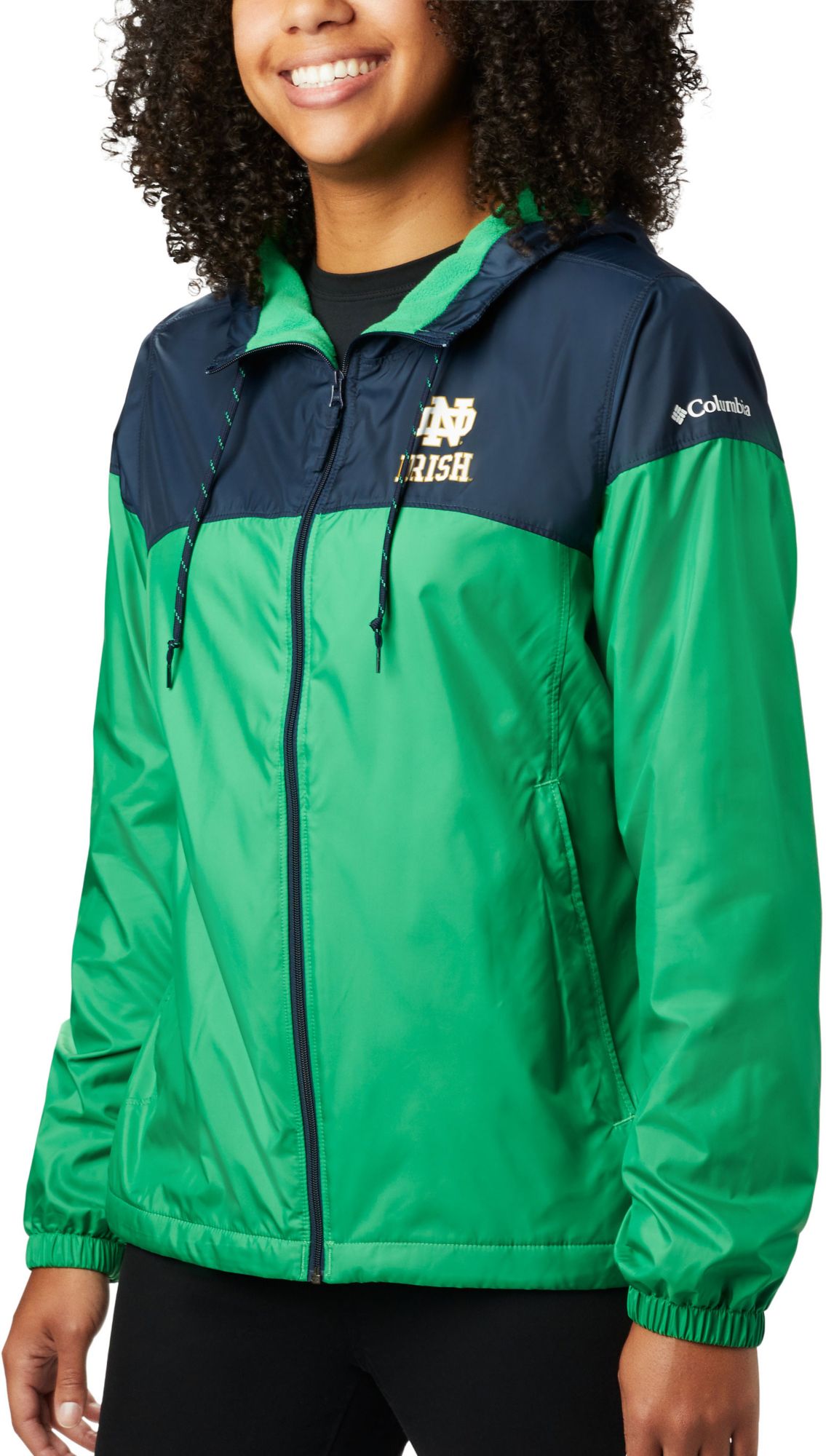 Columbia Women's Notre Dame Fighting Irish Navy/Green CLG Flash Forward Lined Jacket
