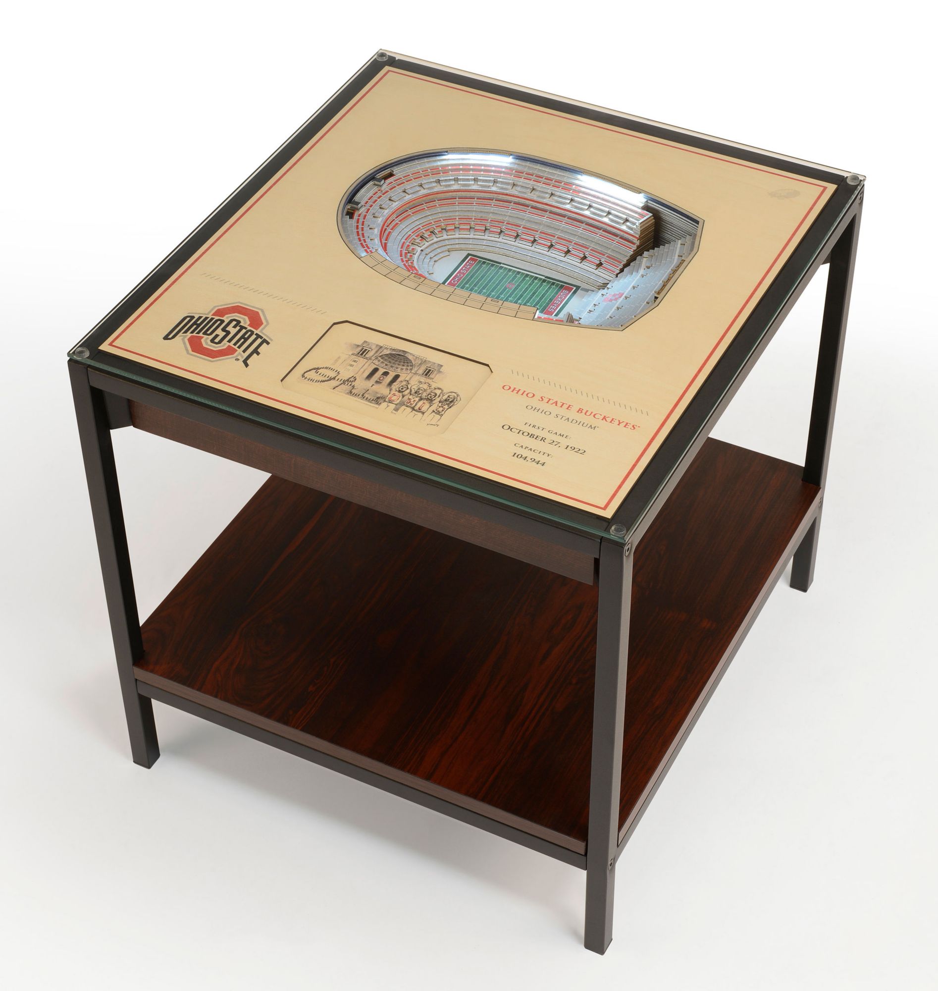 YouTheFan Ohio State Buckeyes 25-Layer StadiumViews Lighted End Table