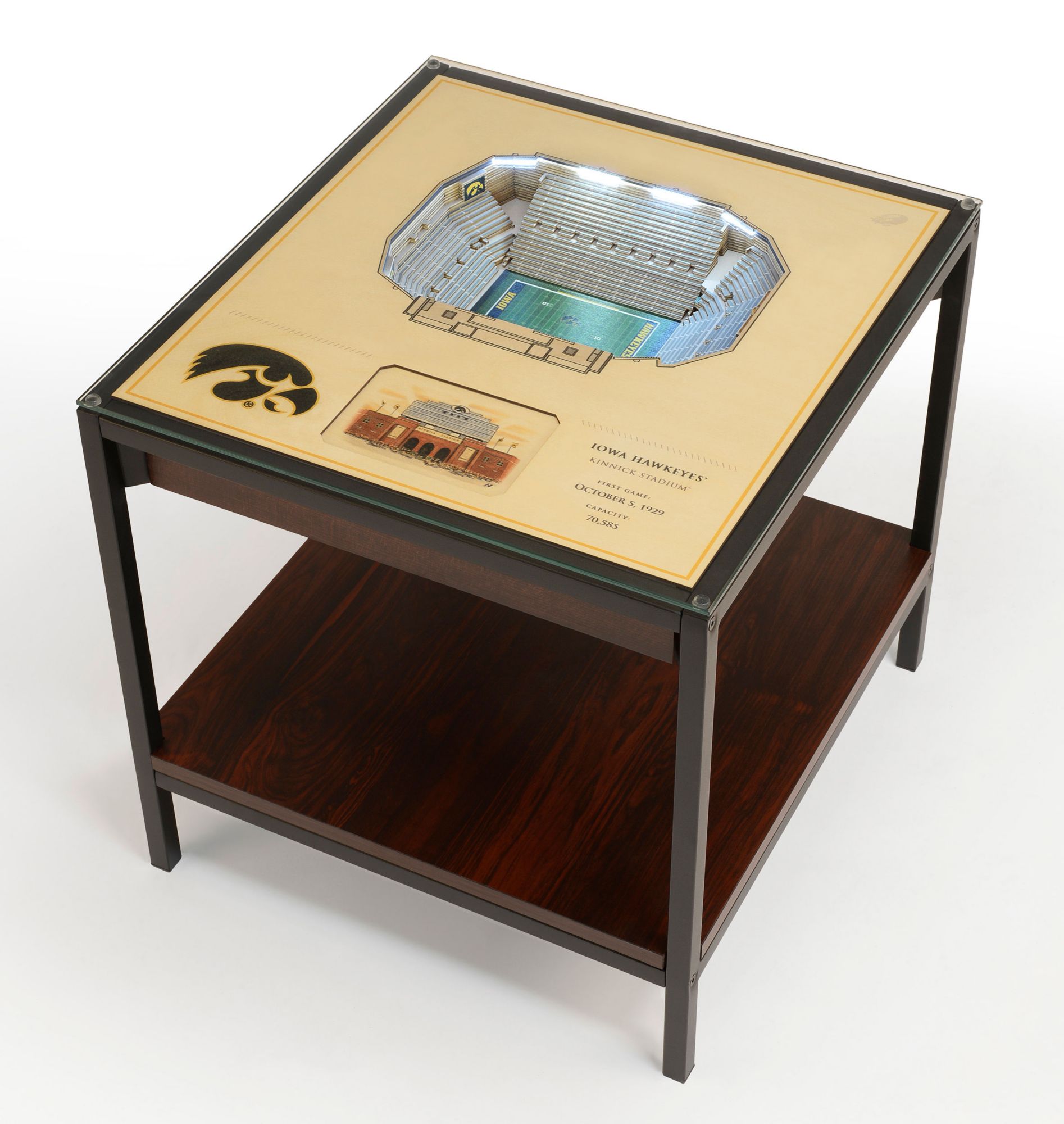 YouTheFan Iowa Hawkeyes 25-Layer StadiumViews Lighted End Table