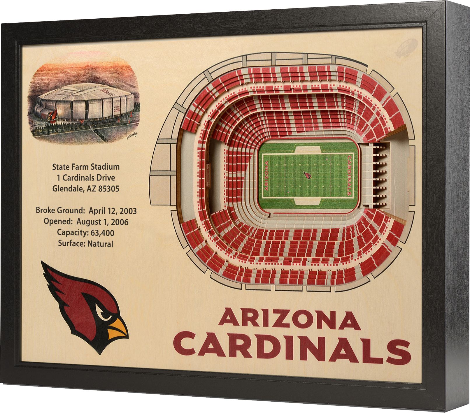 You the Fan Arizona Cardinals 25-Layer StadiumViews 3D Wall Art