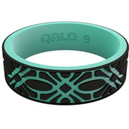 QALO Women's Strata Black and Aqua Flora Silicone Ring