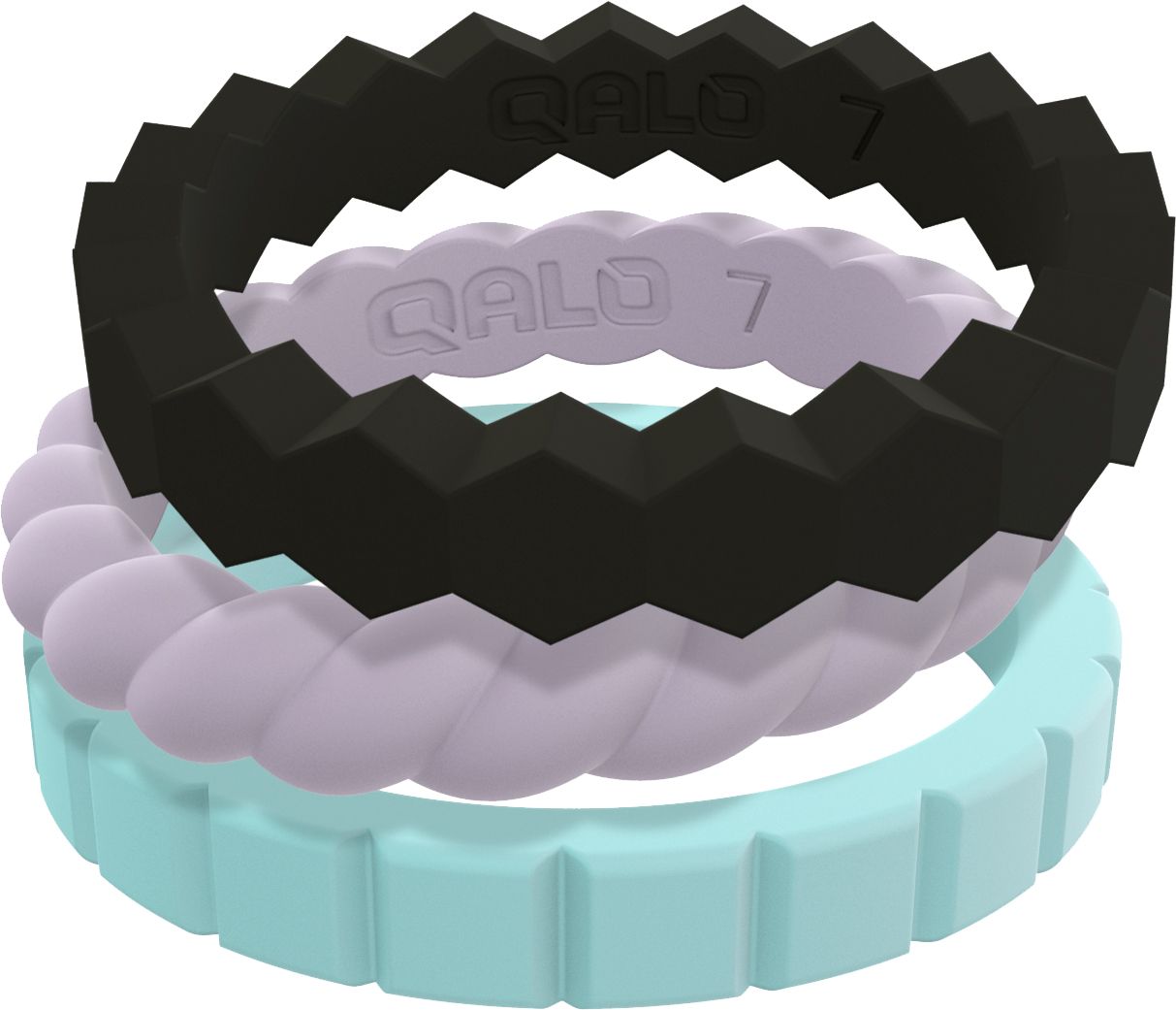 QALO Women's Melody Silicone Stackable Ring Set