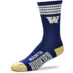 For Bare Feet Washington Huskies 4-Stripe Crew Socks