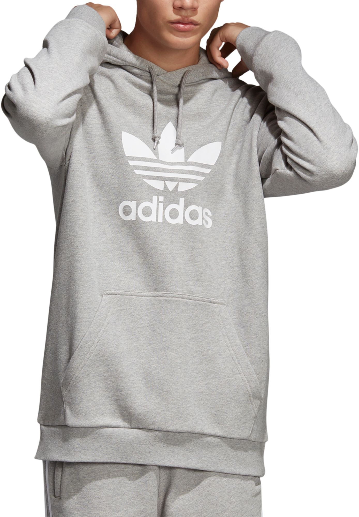 adidas originals adicolor trefoil hoodie in grey