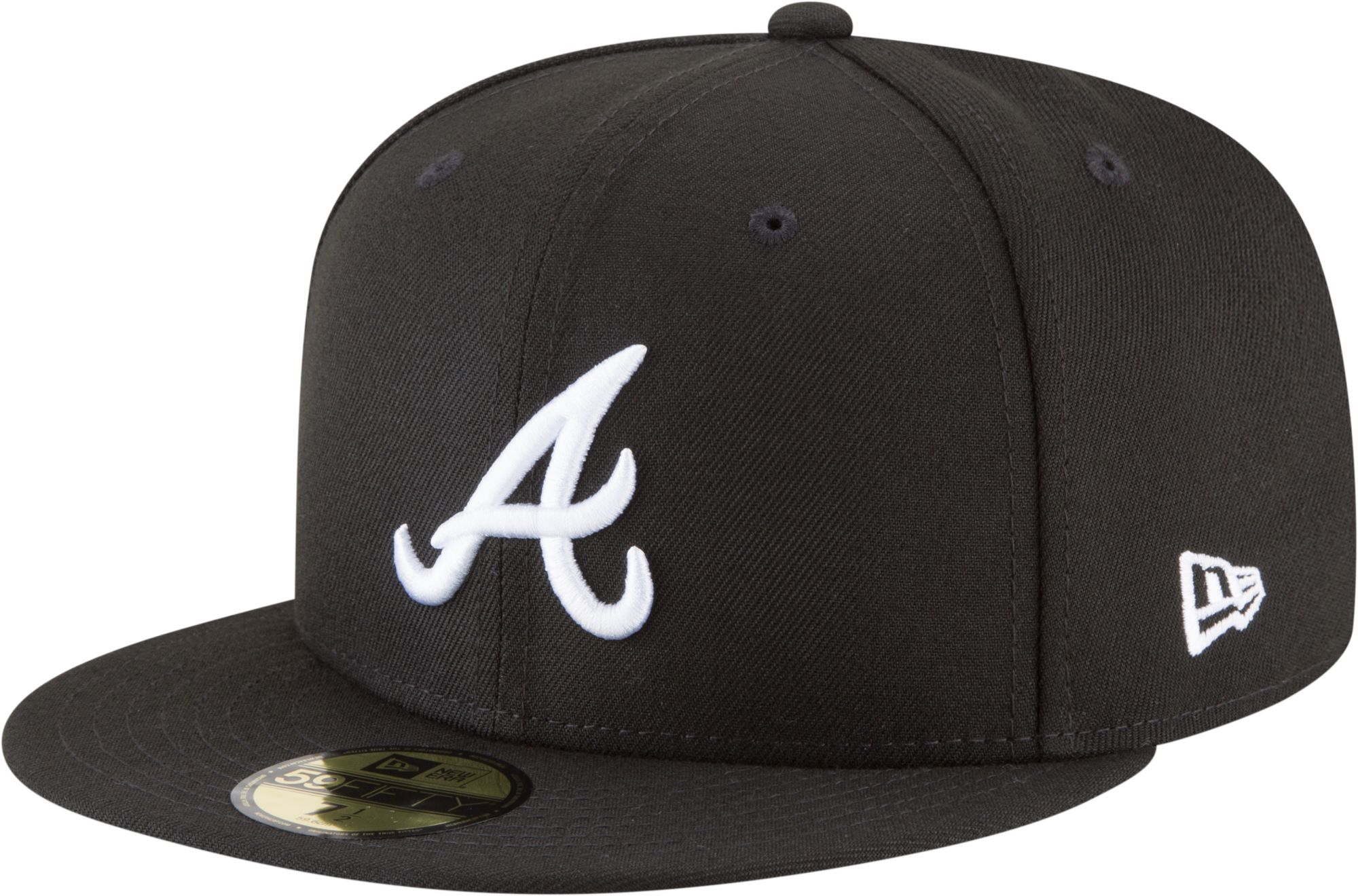 New Era Adult Atlanta Braves 59Fifty Basic Black/White Fitted Hat