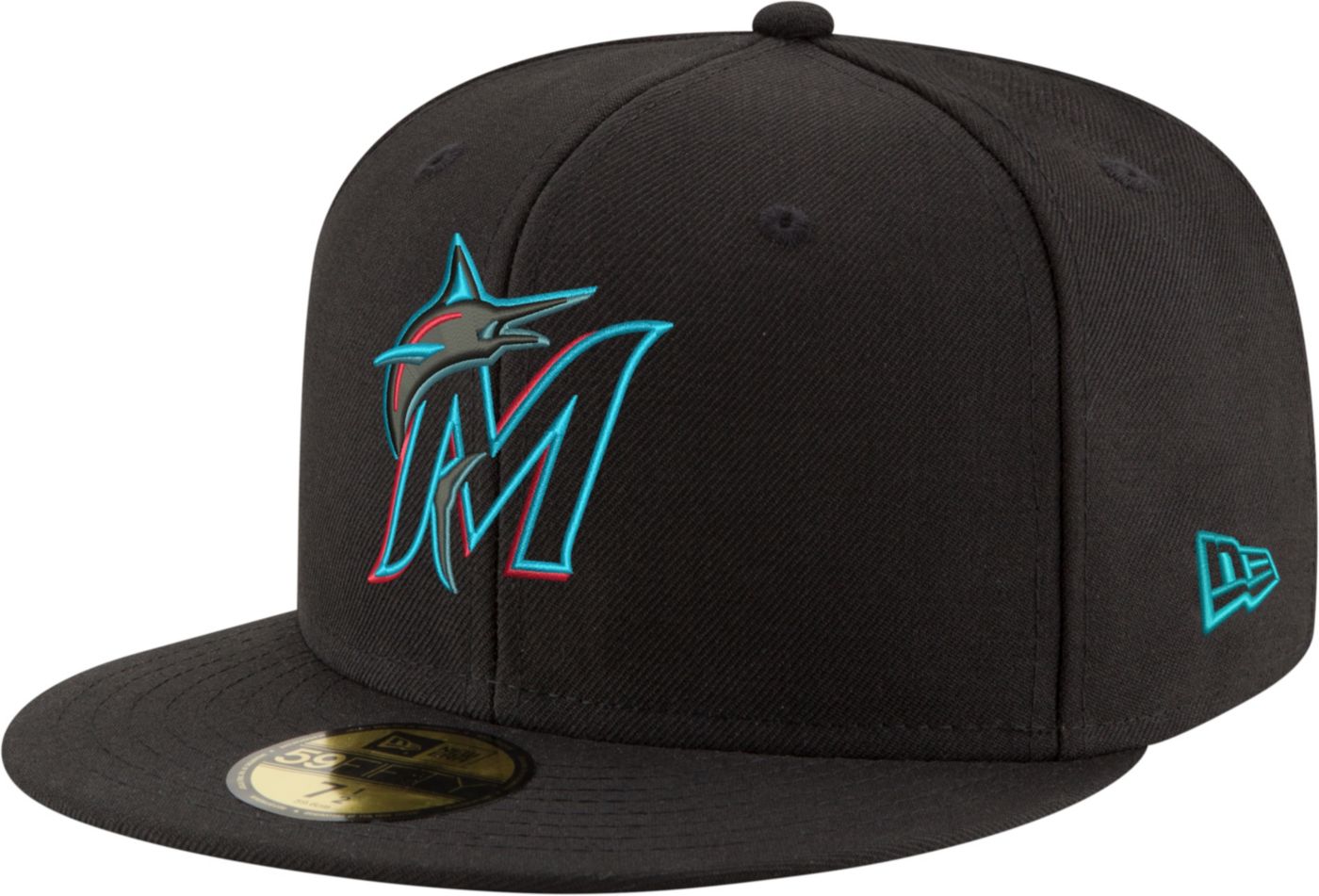 New Era Men's Miami Marlins 59Fifty Game Black Authentic Hat | DICK'S ...