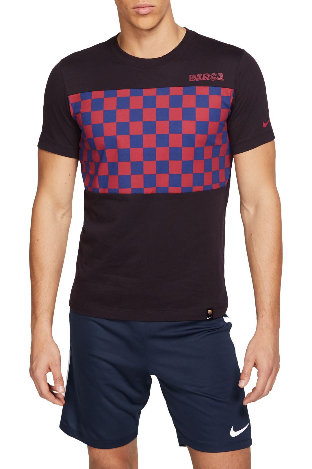 Nike Men's FC Barcelona Travel Crest Maroon T Shirt Branded Content Nike ID F.C.Barcelona The Storytellers