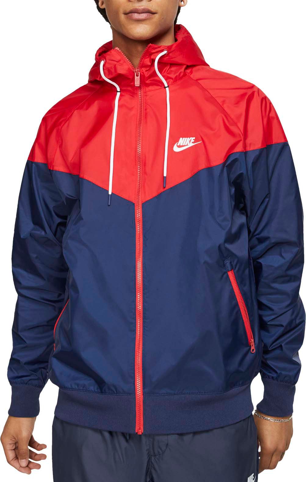 nike windbreaker mens red and black