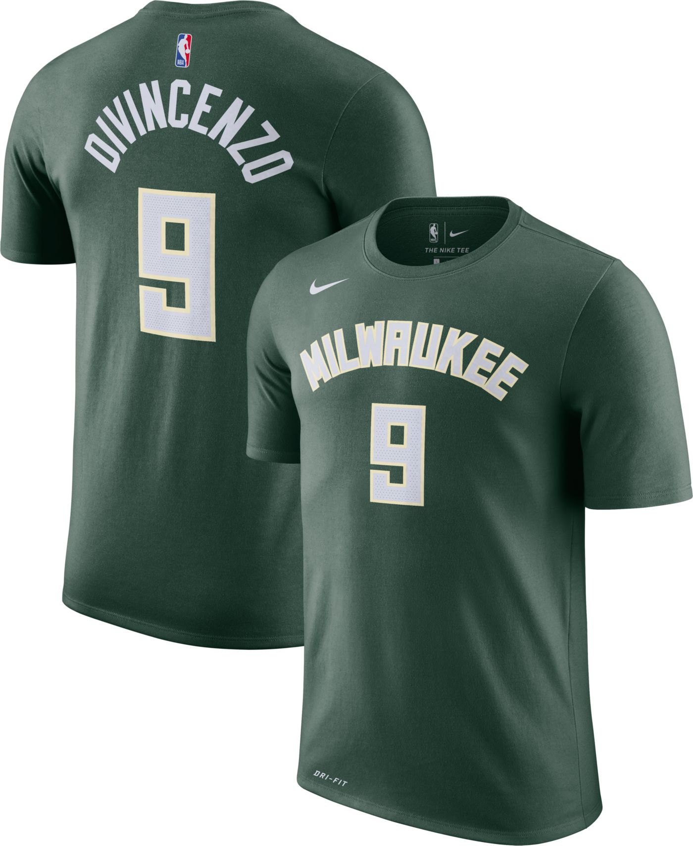 Nike Men's Milwaukee Bucks Donte DiVincenzo #9 Dri-FIT Green T-Shirt ...