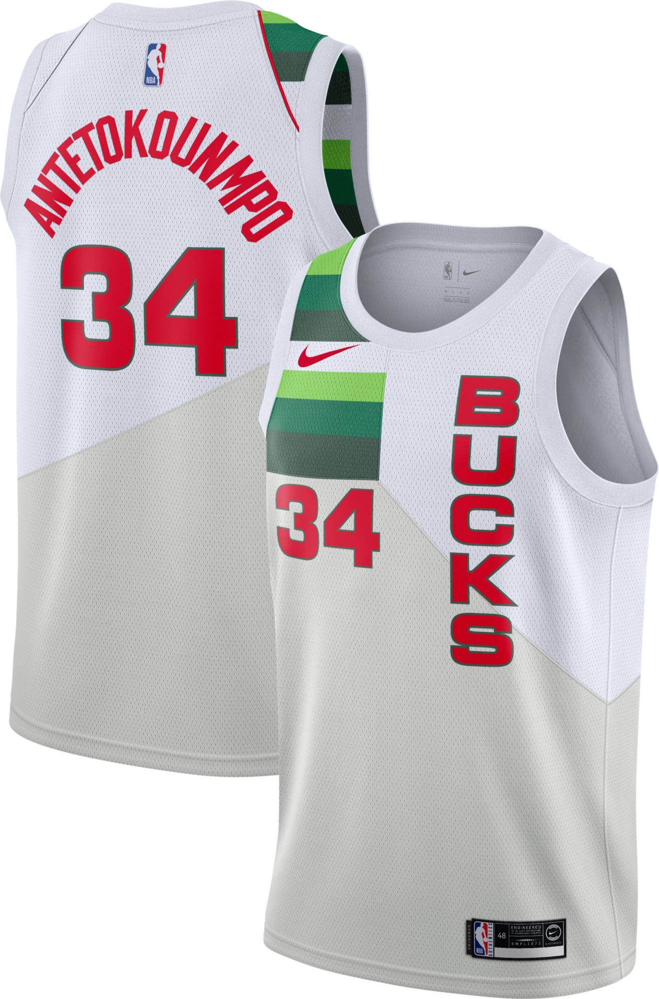 Nike Men's Milwaukee Bucks Giannis Antetokounmpo Dri-FIT Earned Edition Swingman Jersey
