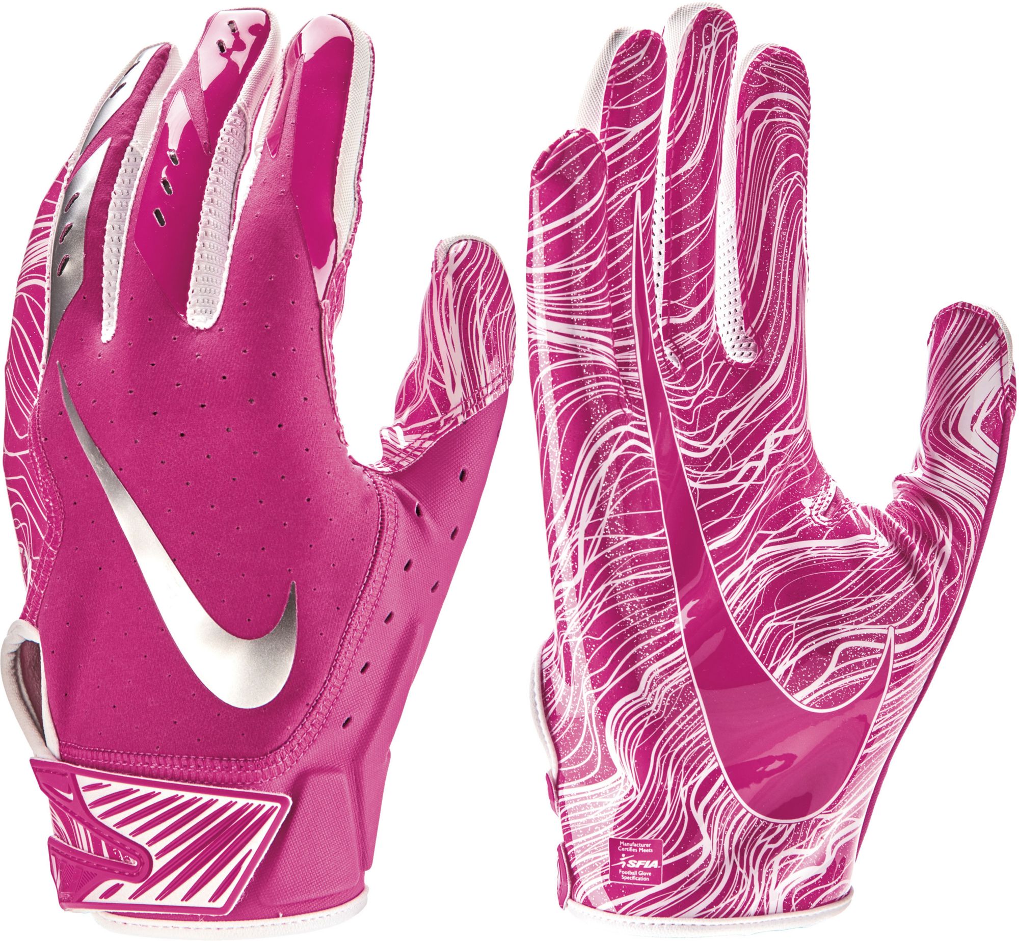 pink nike football gloves