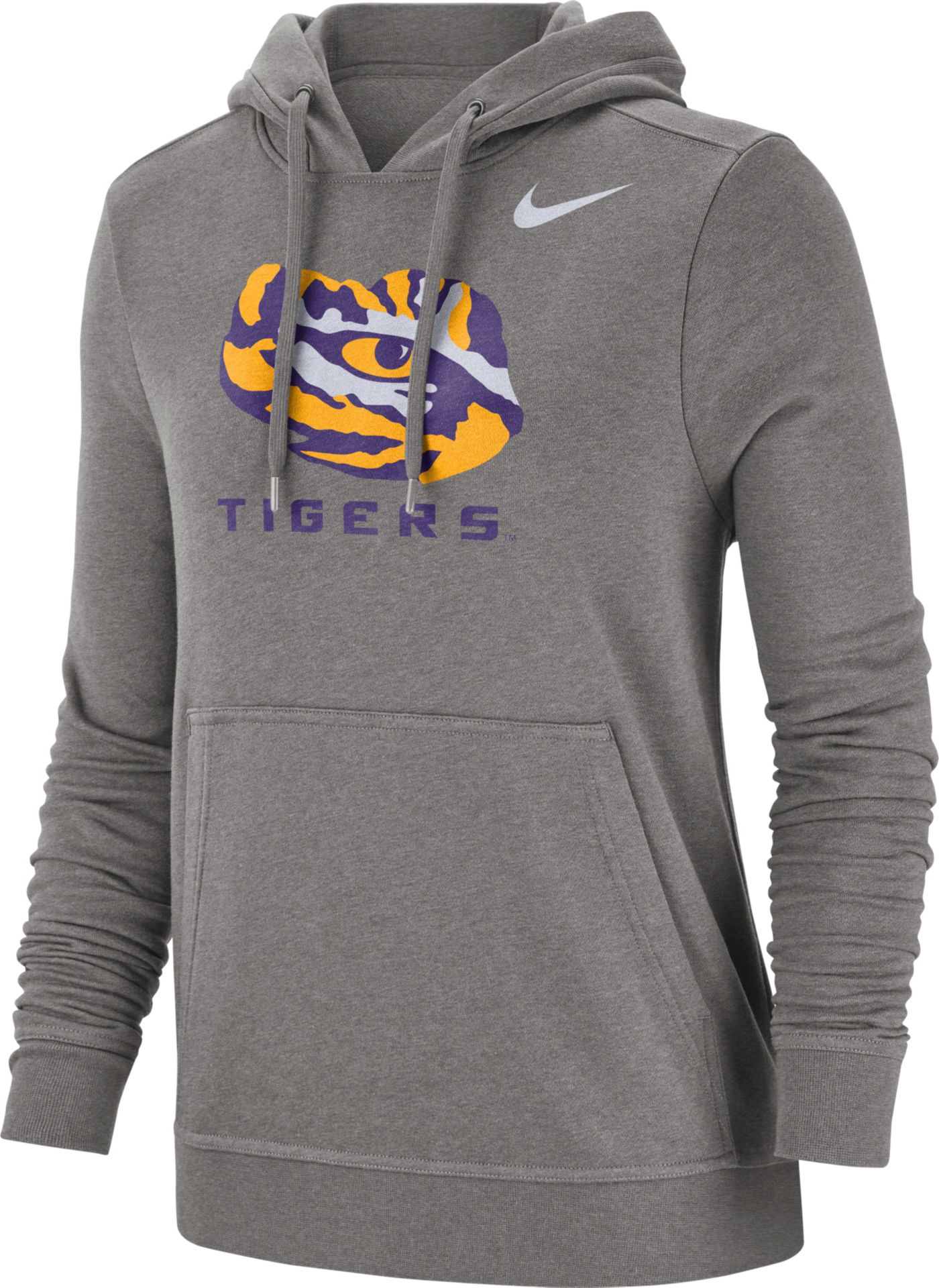 Nike Women's LSU Tigers Grey Club Fleece Pullover Hoodie DICK'S