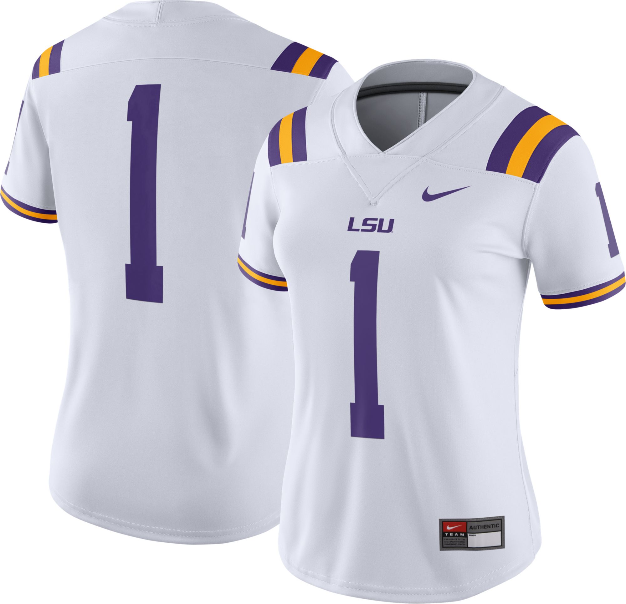 Dick's Sporting Goods Nike Women's LSU Tigers White Dri-FIT Cotton Long  Sleeve T-Shirt