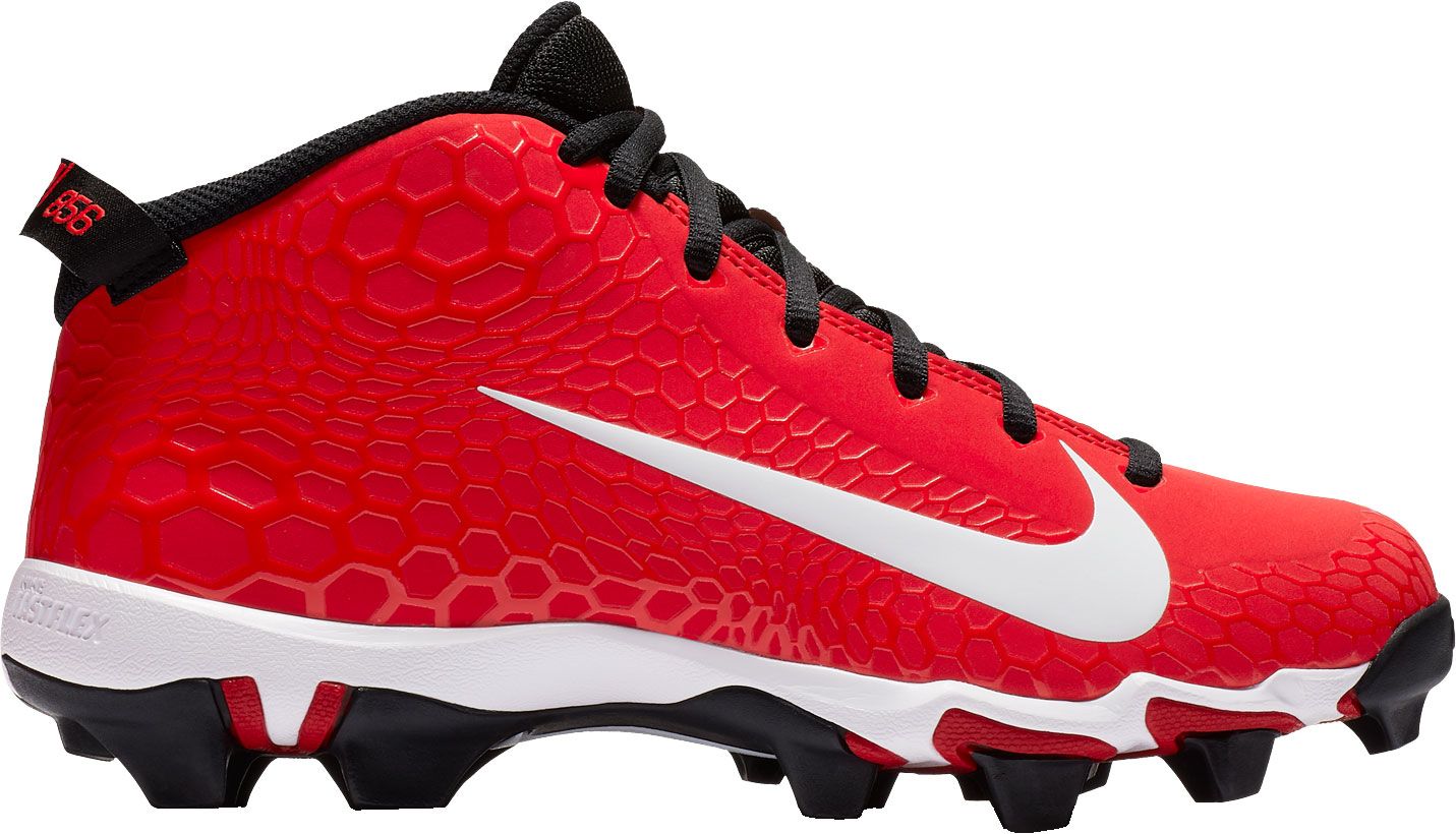 kids red baseball cleats