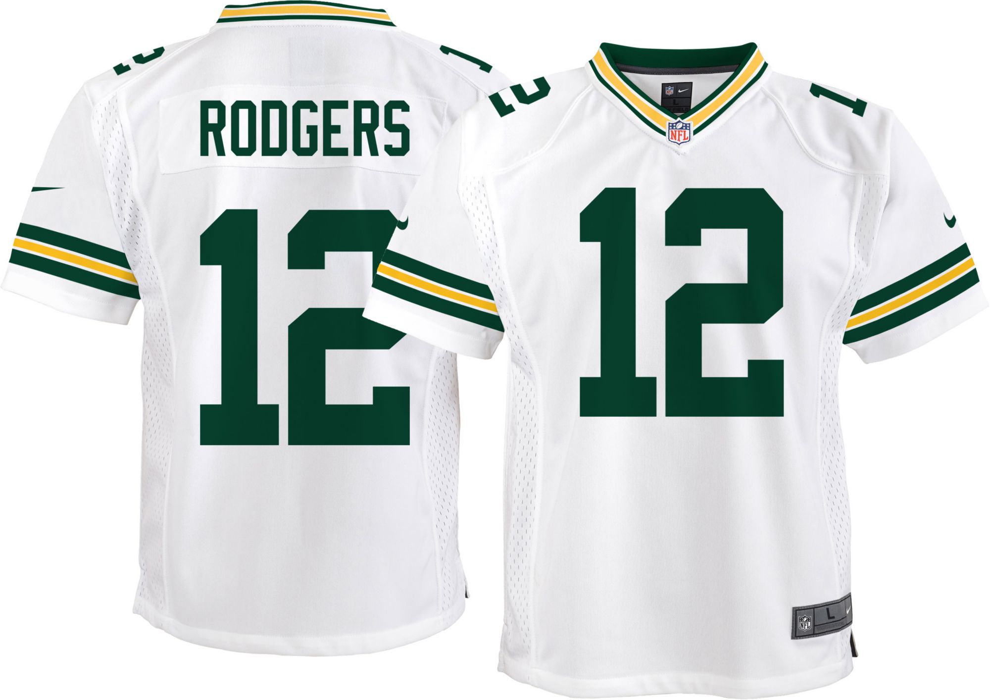 Nike / Youth Green Bay Packers Aaron Rodgers #12 White Game