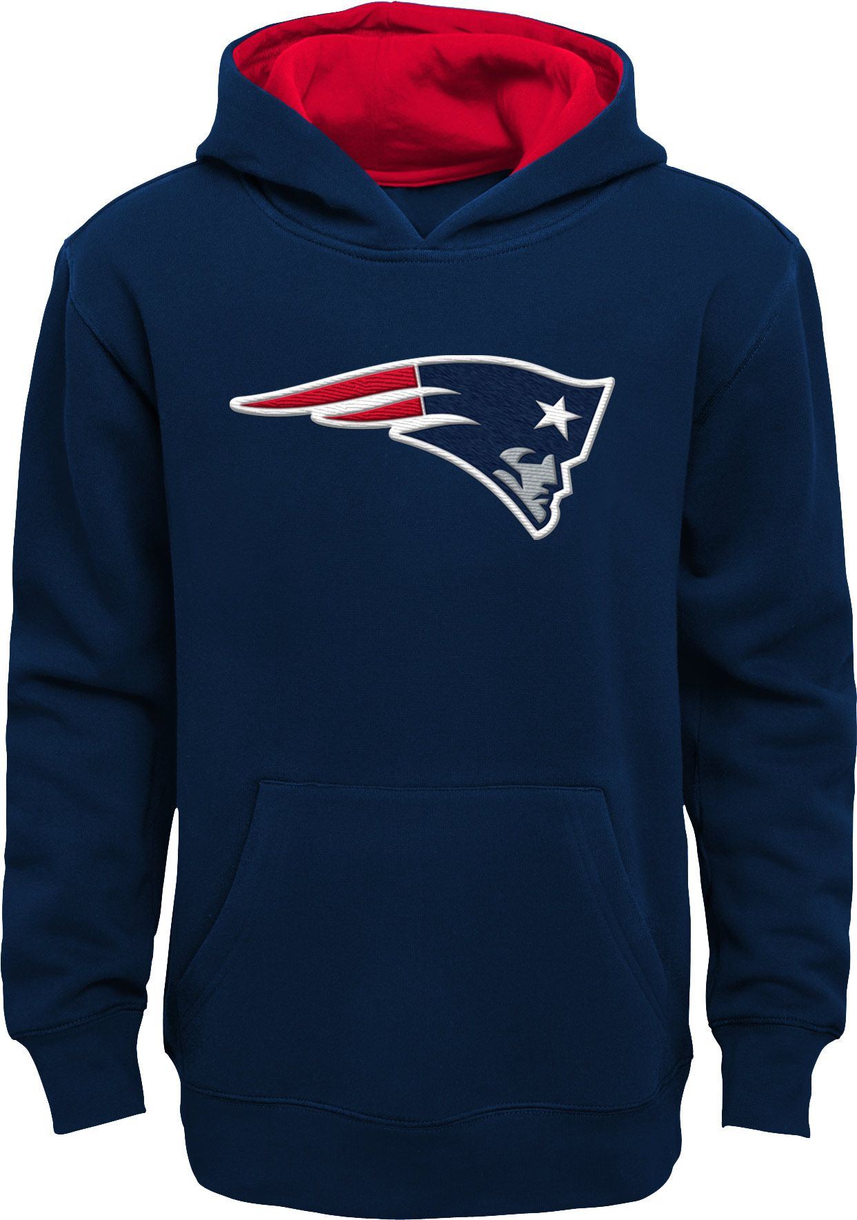 Youth Red New England Patriots Retro Colorblock Pullover Hoodie