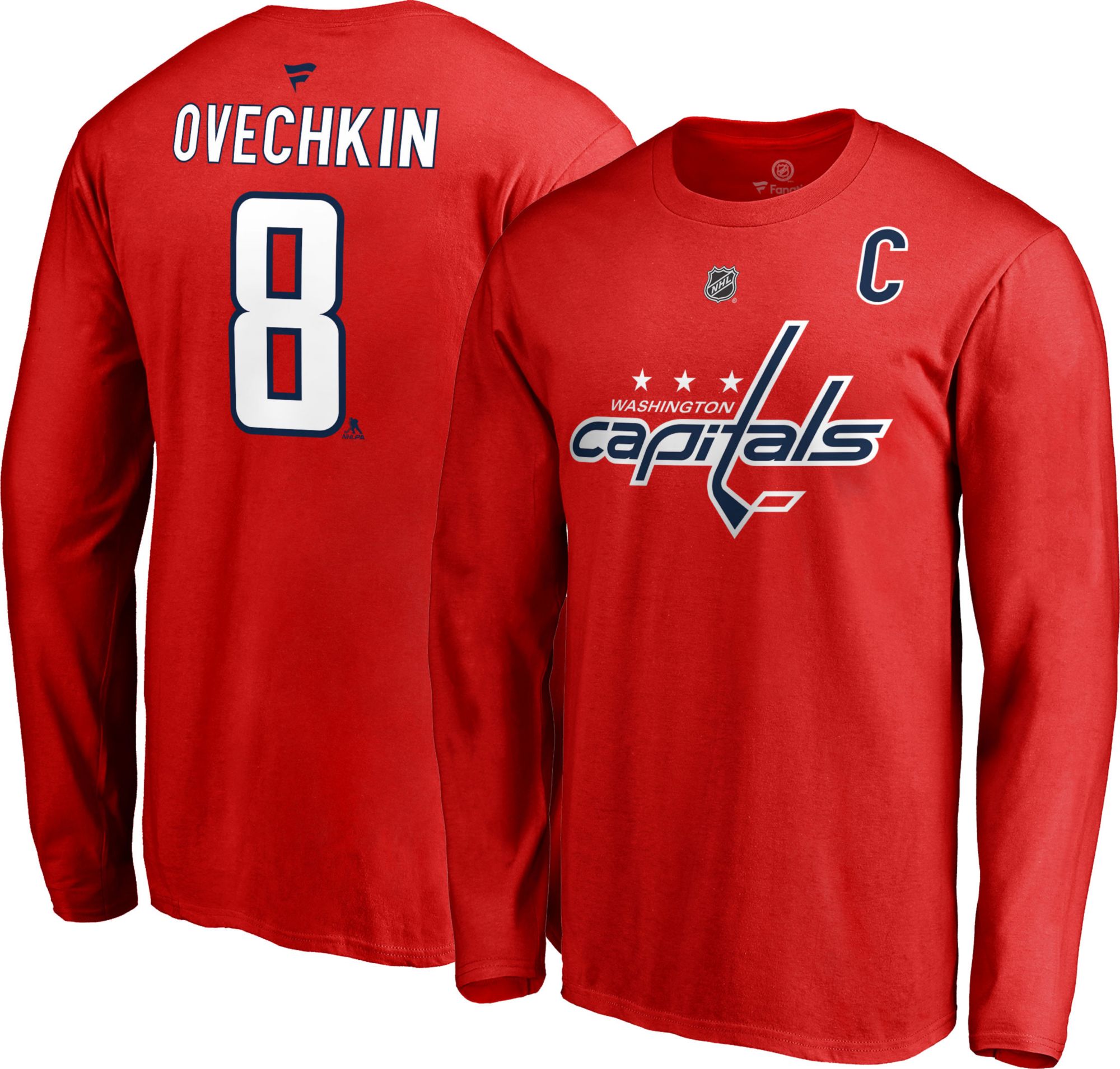 NHL Men's Washington Capitals Alex Ovechkin #8 Red Long Sleeve Player Shirt