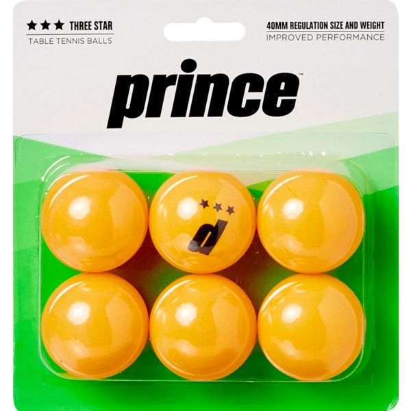 Prince Three-Star Orange Table Tennis Balls 6 Pack