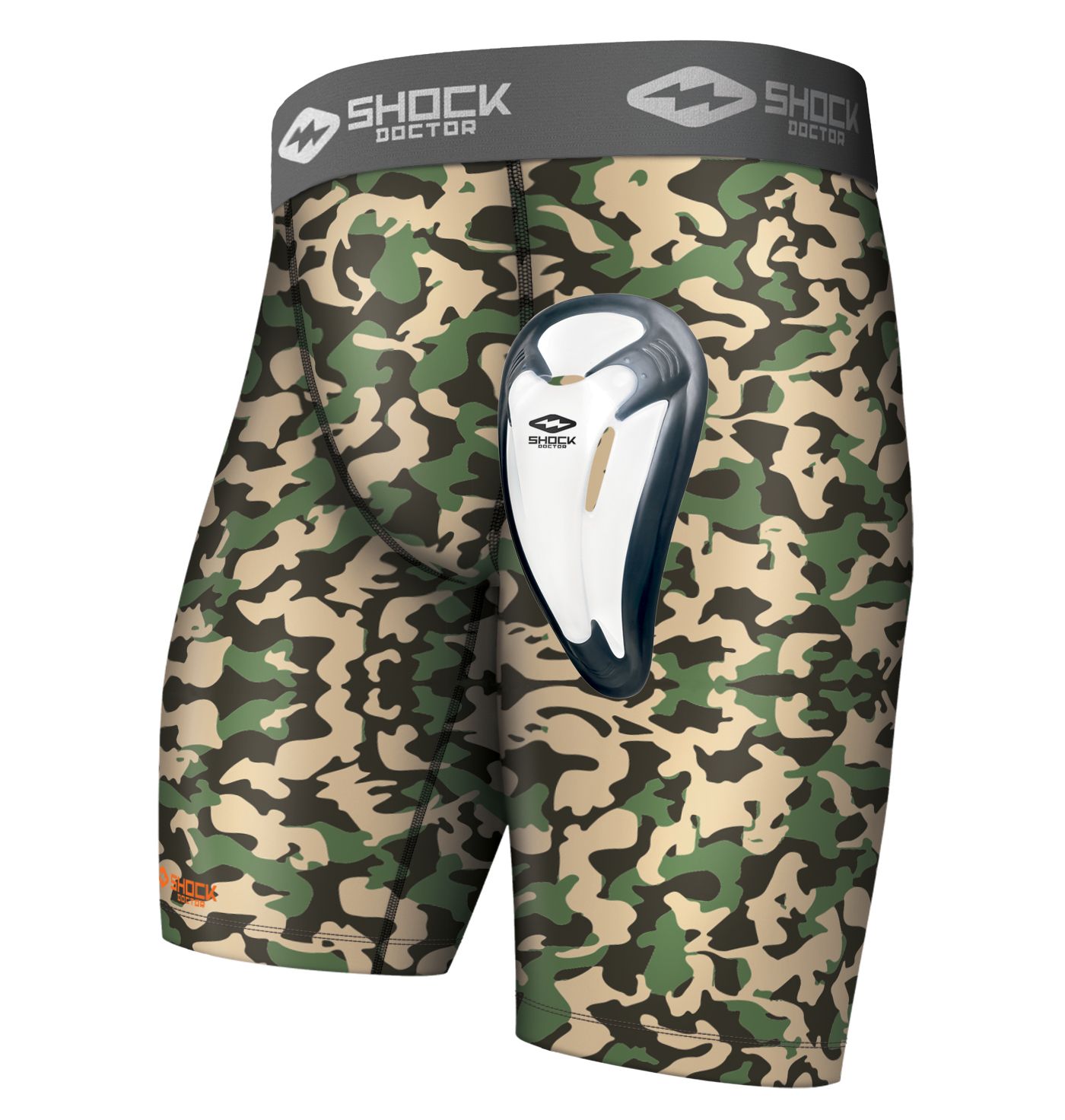Short De Compression Avec Coquille Intégrée Shock Doctor Homme - Taille Large (34-36) Camo