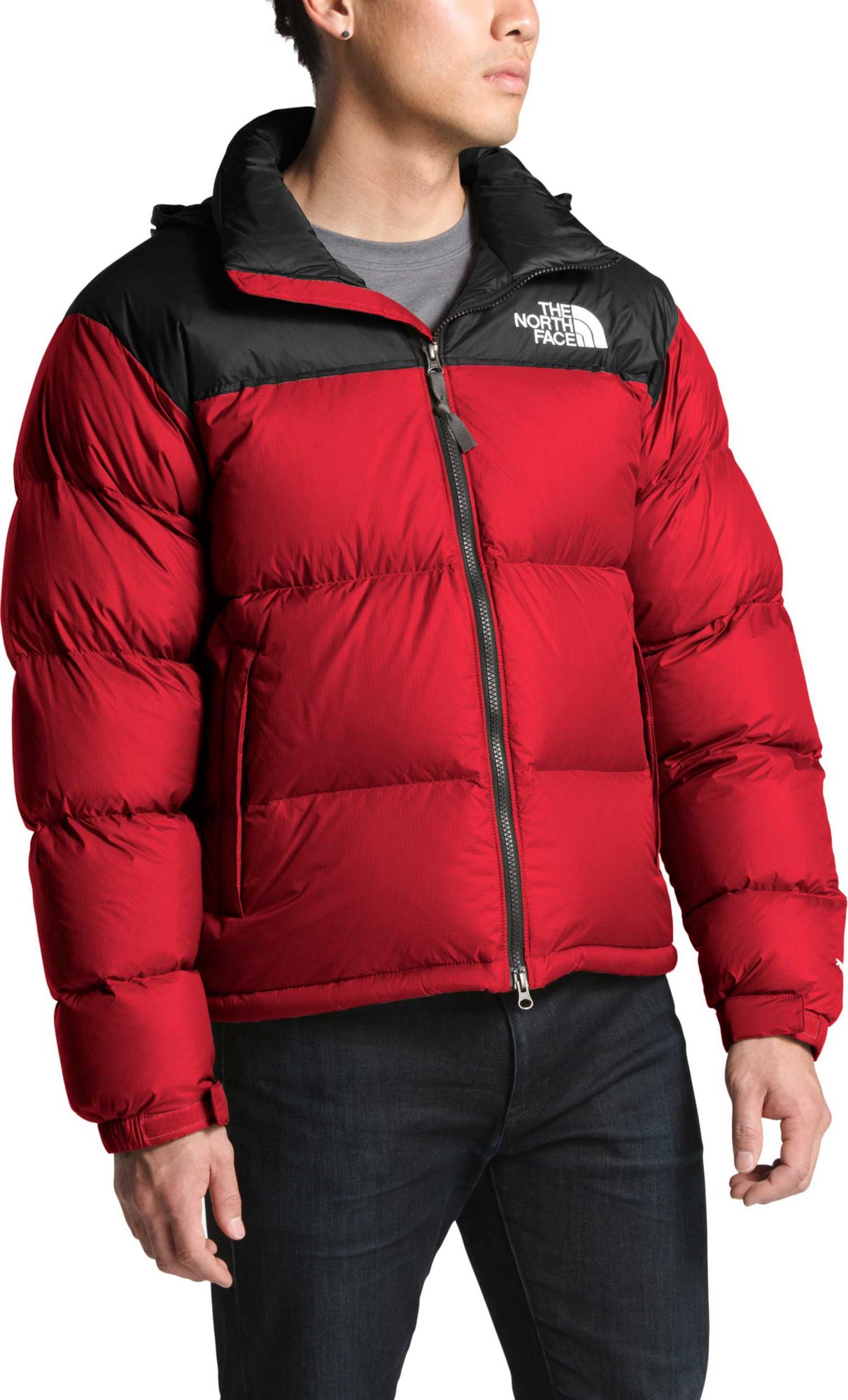 north face grey and red jacket