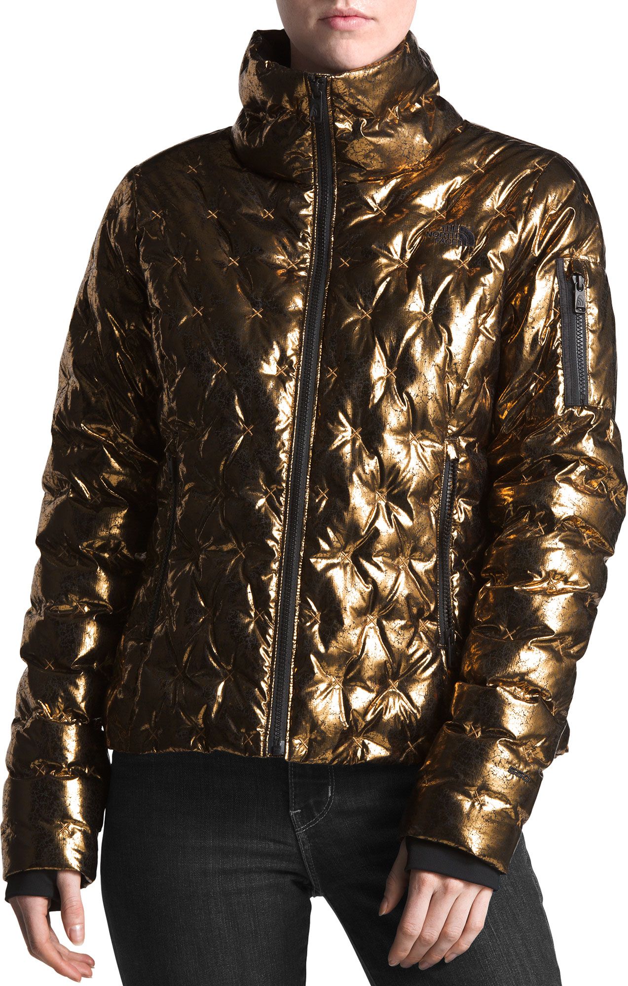 gold north face vest