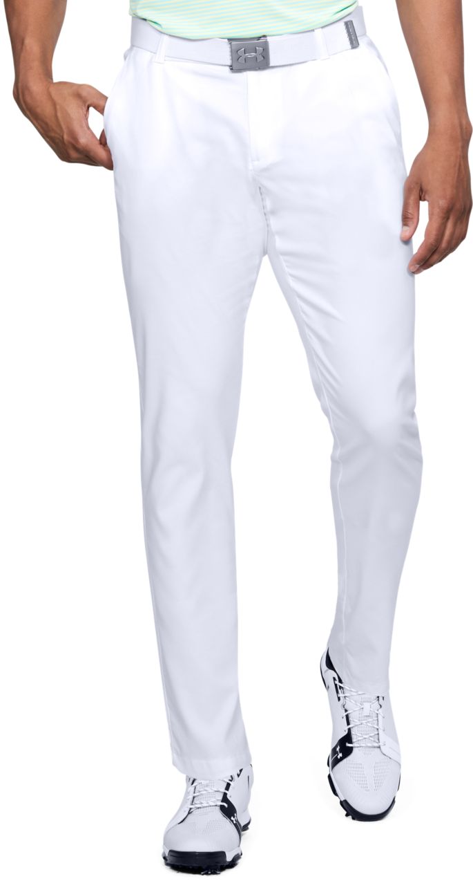 white slim fit golf pants