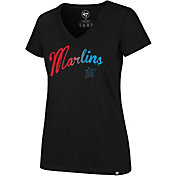 '47 Women's Miami Marlins Ultra Rival V-Neck T-Shirt