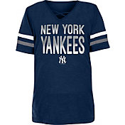 New Era Youth Girls' New York Yankees Navy Slub V-Neck T-Shirt