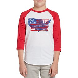 adidas Boys' Triple Stripe ¾ Sleeve Baseball Graphic Shirt